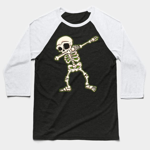 Dabbing Skeleton I Funny Halloween Novelty I Dab Kids Adult design Baseball T-Shirt by biNutz